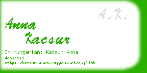 anna kacsur business card